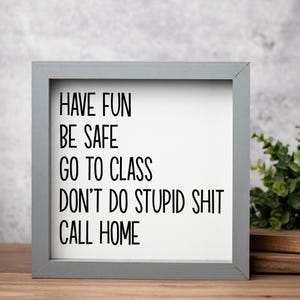Dorm Rules Sign Decor, Have Fun Be Safe Go To Class, Funny Graduation Gift, College Gifts, New College Student Gift afbeelding 3