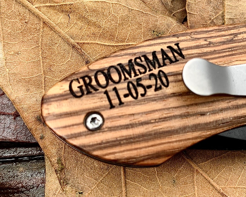 Groomsmen Proposal, Personalized Knife, Engraved Pocket Knife, Hunting Knife, Custom Knife, Folding Knife, Groomsmen Gift, Groomsman Gift image 3