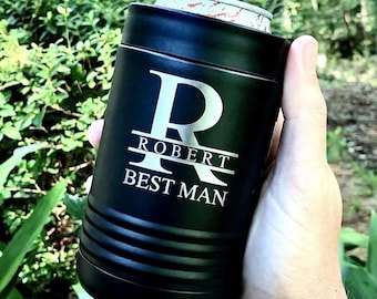 Personalized Stainless Steel Can Cooler Tumbler, Custom Can Cooler, Groomsmen Gift, Groomsmen Proposal, Beer Can Holder, Bachelor Party Gift