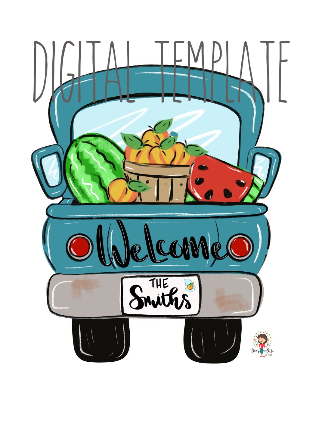 DOWNLOADABLE TEMPLATE - Truck Template - Door Hanger Template - DIY ...