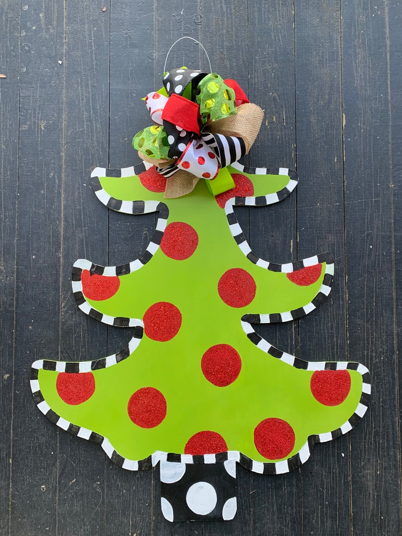 Christmas Tree Wood Door Hanger Etsy