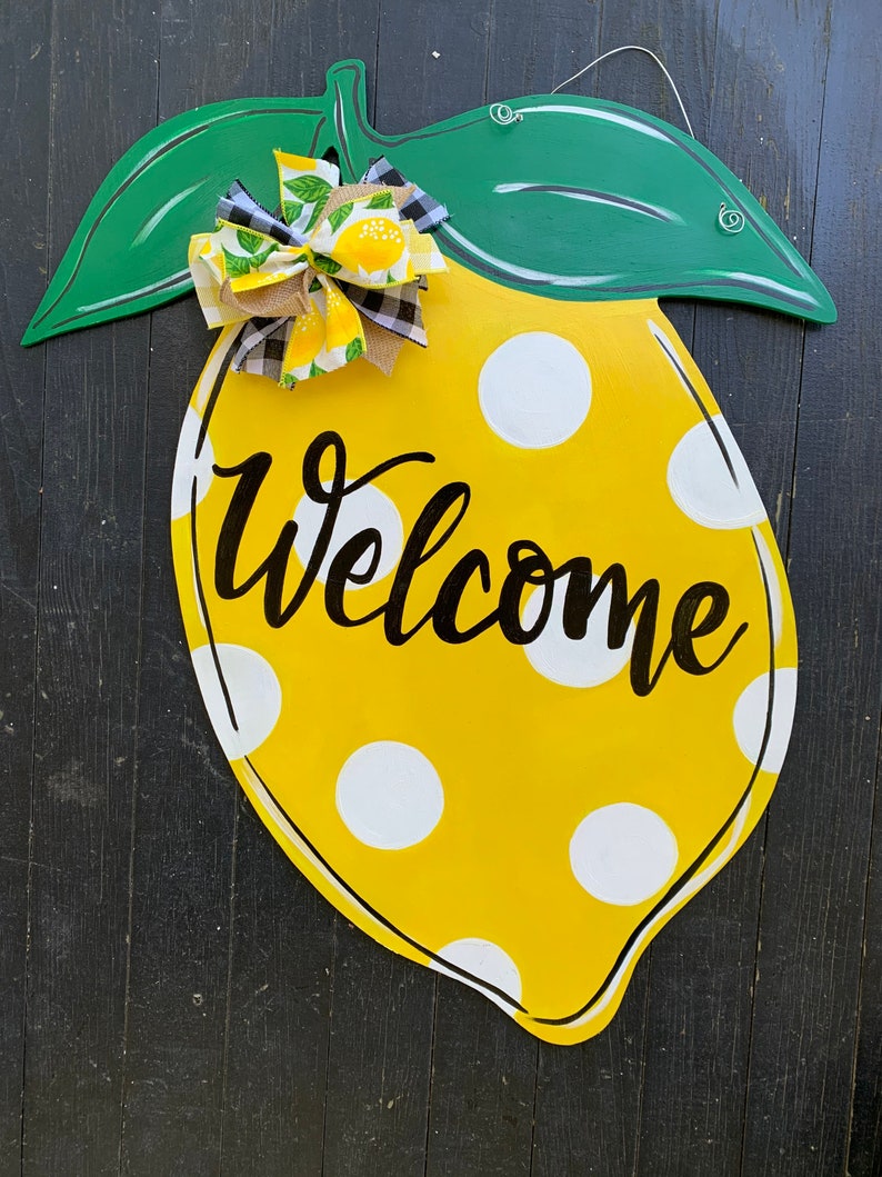 Lemon Door Hanger Summer Door Hanger Summer Door Decor Etsy