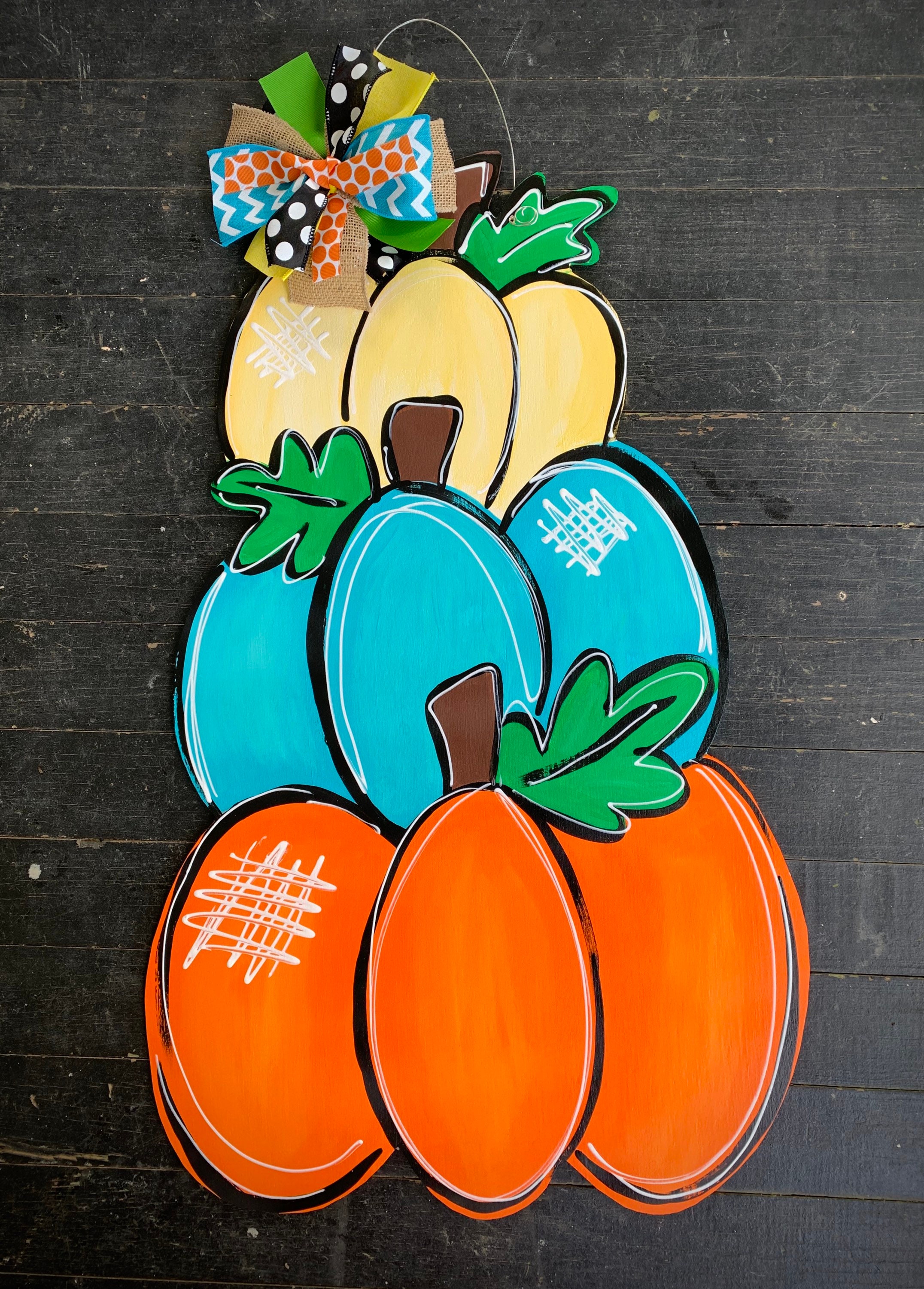 Stacked Pumpkin Fall Door Hanger Pumpkin Door Hanger Fall Etsy
