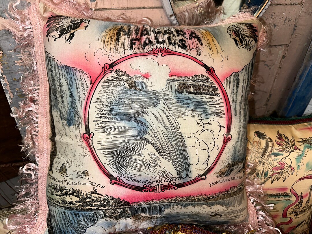 Vintage Niagara Falls Souvenir Pillow Etsy