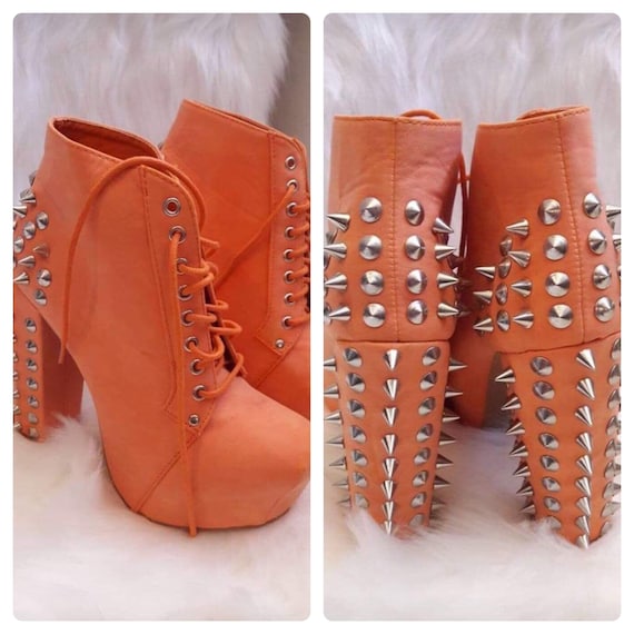 Pumps Size 6, Orange Pumps, Sexy Heels, spikey Sho