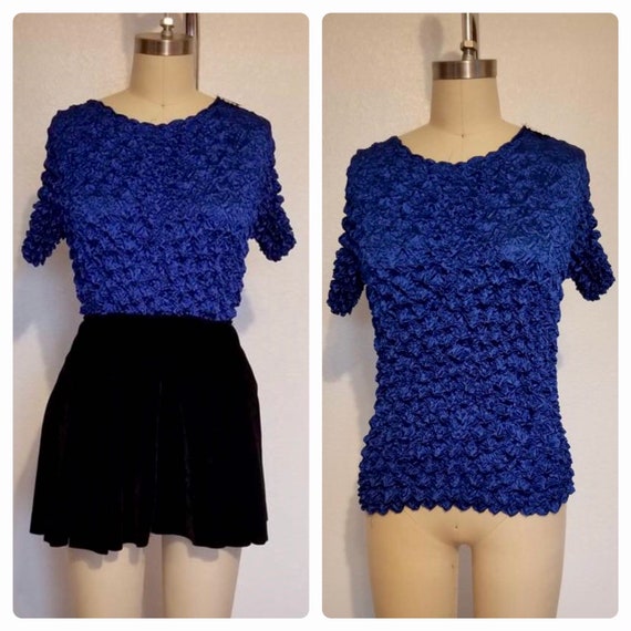 Scrunchie royal blue shirt. small-medium, vintage