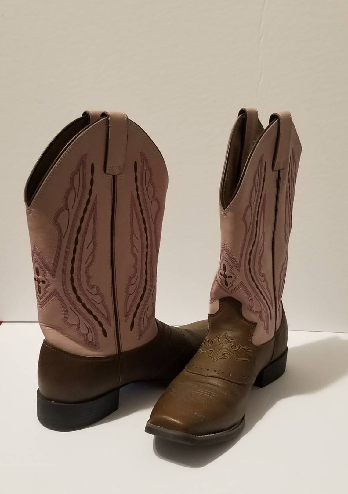 Pink/Brown Justin Cowgirl boots size 6.5 brown cowgirl | Etsy