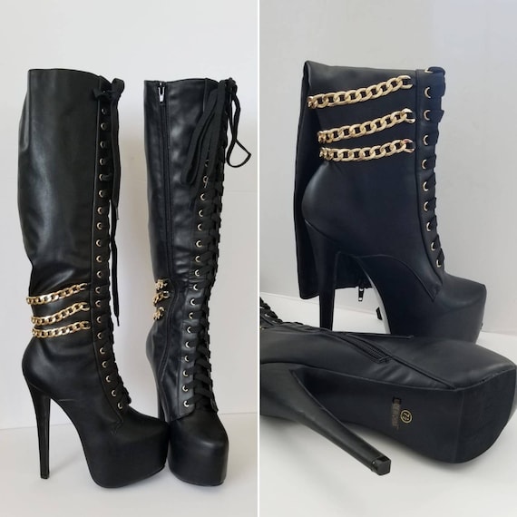 Black leather boots, 7.5 Showstopper Boots, rocker