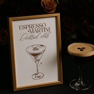 Espresso Martini Cocktail Club, Wedding Signature Drink, Bar Sign, 5&quot;x7&quot;