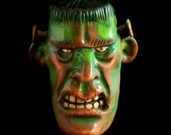 Frankenstein monster bust sculpture - handmade figurine