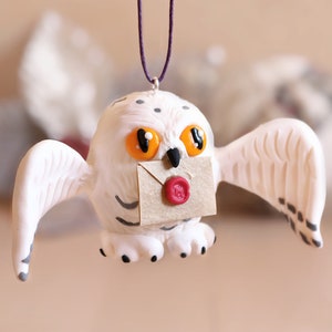 Magic flying owl with letter - hanging figurine