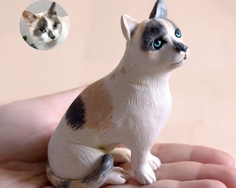 Handmade cat figurine personalized - pet portrait from picture