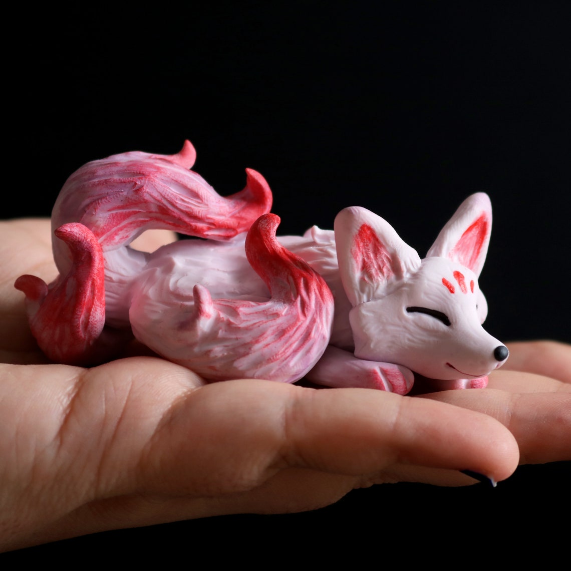 Baby Kitsune Figure 3 Tailed Japanese Yokai Fox Etsy