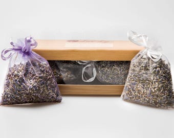 Organic Lavender Sachet Set Gift Box| 100% Greek Organic Lavender | Wardrobe Essential | Eco-Friendly Gift