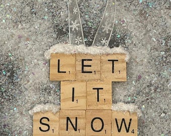 Let It Snow Christmas Ornaments Handmade Original Art Christmas Tree Decoration