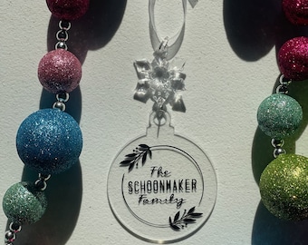 Family Ornament Personalized Custom Name Original Art Clear Acrylic Ornament Christmas Ornament