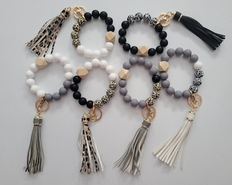 Wristlet Keychains Handmade Silicone Beads Keyring