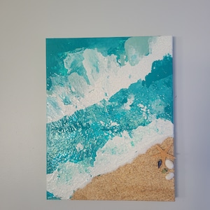 Beach Painting On Canvas Original Art Acrylic Beach Wall Art Mixed Media