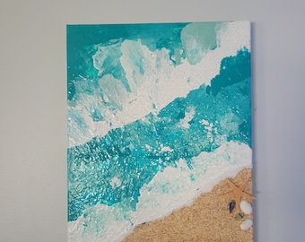 Beach Painting On Canvas Original Art Acrylic Beach Wall Art Mixed Media