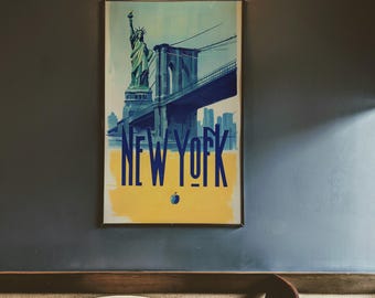 Printable Vintage New York Wall Art | Digital Download New York Art Prints | Statue Of Liberty | New York City