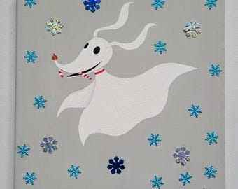 Zero Christmas Painting On Canvas Original Art Acrylic A Nightmare Before Christmas Wall Art