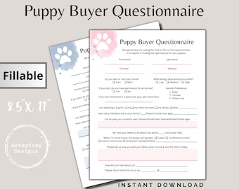子犬購入者アンケート、編集可能な子犬購入者申請書、子犬の養子縁組フォーム、犬のブリーダーフォーム、子犬の養子縁組申請書