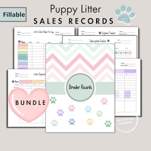 Puppy Litter Sales Records, Breeding Records, Buyers and Deposits, Dog Breeder Forms, Puppy Bill of Sale, Fillable Breeder Forms