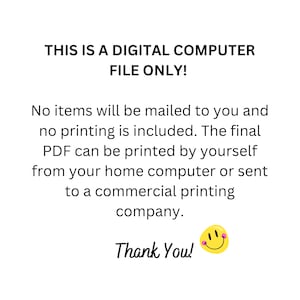 以下が含まれることがあります： これはデジタルコンピュータファイルのみです。商品は郵送されず、印刷も含まれていません。最終的なPDFは、ご自宅のコンピューターから印刷するか、商業印刷会社に送ることができます。ありがとうございました！
