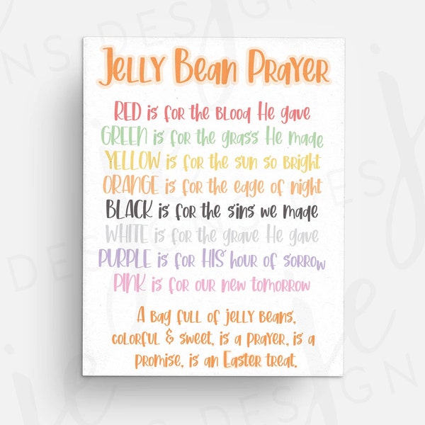 Jelly Bean Prayer Poem 3x4" Printable Card | Easter | Christ | Gospel | Jelly Beans | Gift