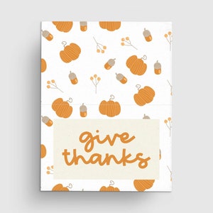 Give Danke 3x4&quot;Leckerli Beutel Topper mit Kürbis, Eichel, Beeren Muster | Druckbar | Sofort Download | Herbst und Herbst | Happy Thanksgiving