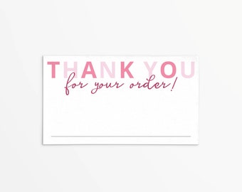 Thank You For Your Order 3.5x2&quot; Tag feat. Font Mix with Pink Lettering and Customer Name Line | Printable Instant Download | Valentine&#39;s