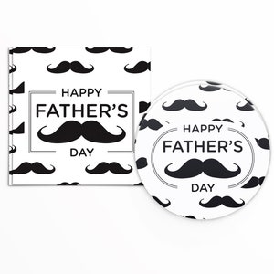 Etiqueta quadrada e circular de bigode "Feliz Dia dos Pais" 2x2" com padrão de bigode | Para impressão | Download instantâneo