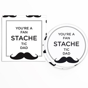 Bigode "FanStacheTic" Dia dos Pais 2x2" Etiqueta quadrada e circular com padrão de bigode | Para impressão | Download instantâneo