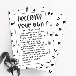 Dinosaur Tracks Buttercream DIY Cookie Kit Instructions 3.5x5&quot; Card | Printable | Instant Download