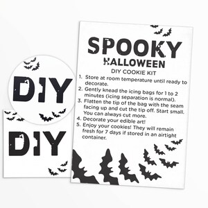 Buttercream &quot;SPOOKY&quot; Halloween DIY Cookie Kit Instructions 3.5x5&quot; Cookie Card | Printable | Instant Download | Happy Halloween