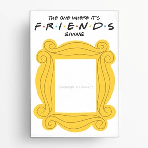 The One Where It's Friendsgiving: 3,5 x 5" koekjeskaart met gele vriendendeurlijst | Afdrukbaar | Direct downloaden | Happy Thanksgiving