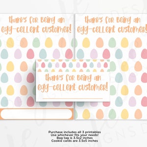 Vielen Dank für Ihre Bestellung 3.5x5" Mini Cookie Karte und 3.5x2" Bag Tag | Pastell Ostereier | eierzellent eierzellent | Sofort Download