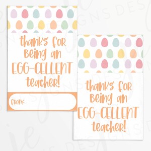 Thanks for Being an Eggcellent Teacher 3x2" Gift Tag with Pastel Easter Eggs Pattern | Egg-cellent | Cookie Printable | Instant Download