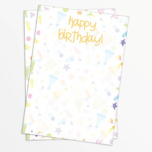 Joyeux anniversaire ! Carte à biscuits 3,5 x 5 po. orange avec motif confettis pastel | Imprimable | Téléchargement instantané | HBD