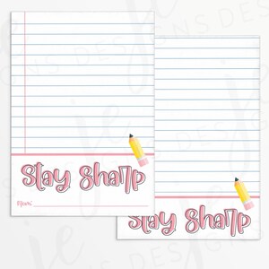 Stay Sharp 3,5 x 5 "Mini cartão de biscoito com lápis e papel pautado para impressão | Download instantâneo | Escola | Apreciação do professor | Presente do aluno