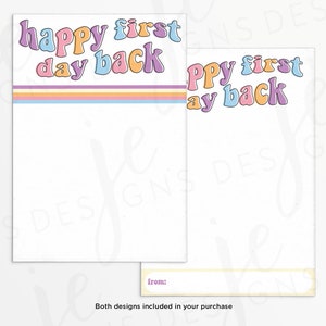 Retro Happy First Day Back 3.5x5&quot; Mini Cookie Card | Printable | Instant Download | School | Back to School | Backpack | First Day