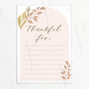 Thanksgiving "Dankbar für ..." Liste Tischdekoration und Aktivität Printable | Bogen und Aquarell Blätter | Cookie zum Ausdrucken | Sofort Download