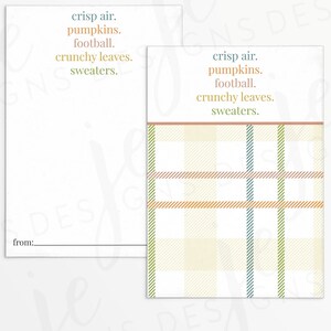 Best of Fall 3.5x5&quot; Cookie Card with with Beige, Orange, Green & Blue Lettering | Cookie Printable | Instant Download | Fall and Autumn |