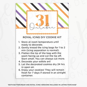 Halloween October 31 3.5x5" Royal Icing and Buttercream DIY Cookie Kit Instructions Card | Cookie Printable | Instant Download