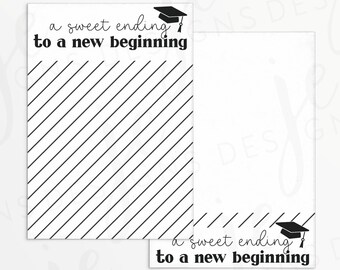 A Sweet Ending to a New Beginning 3.5x5" Mini Cookie Card | Cookie Printable | Instant Download | Graduation | Graduate | Class of 2022