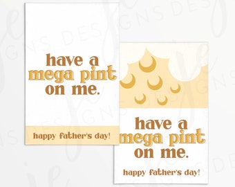 Mega Pint of Beer Father's Day 3x2" Gift Tag | Cookie Printable | Instant Download | Fathers Day | Yellow Dijon Mustard | Ale