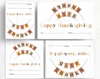 Thanksgiving 'Give Thanks' Banner Treat Bag Toppers in 4 Sizes  | Cookie Printable | Instant Download