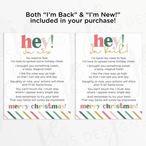 I'm Back & I'm New North Pole Elf Poem Card 3 x 4" | Zoete traktatie | Strepen | Afdrukbaar koekje | Direct downloaden | Kerst | Feestdagen