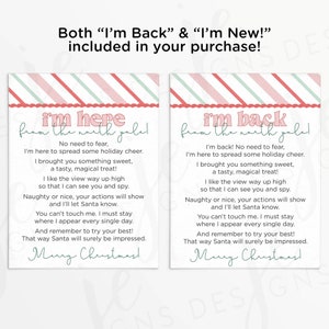 I'm Back & I'm New North Pole Elf Poem Card 3 x 4" | Zoete lekkernij | Munt en pepermunt | Afdrukbaar | Direct downloaden | Kerstmis | Vakantie