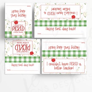 I Couldn&#39;t Have Picked A Better Teacher! Treat Bag Toppers in 4 Sizes with Apple and Gingham | Back to School | Printable | Instant Download